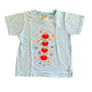 Vintage Sesame Street Red Elmo Faces Short Sleeve Blue Top T-Shirt 3T USA